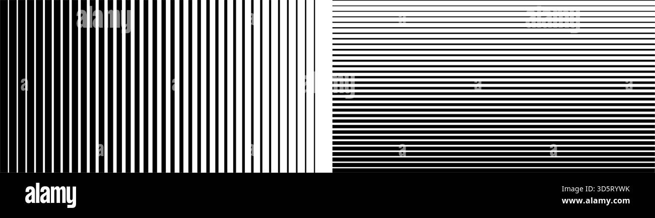 Set di motivi di sfumatura mezzitoni a strisce. Il vettore astratto fonde sfondi retrò minimali per poster e striscioni Illustrazione Vettoriale