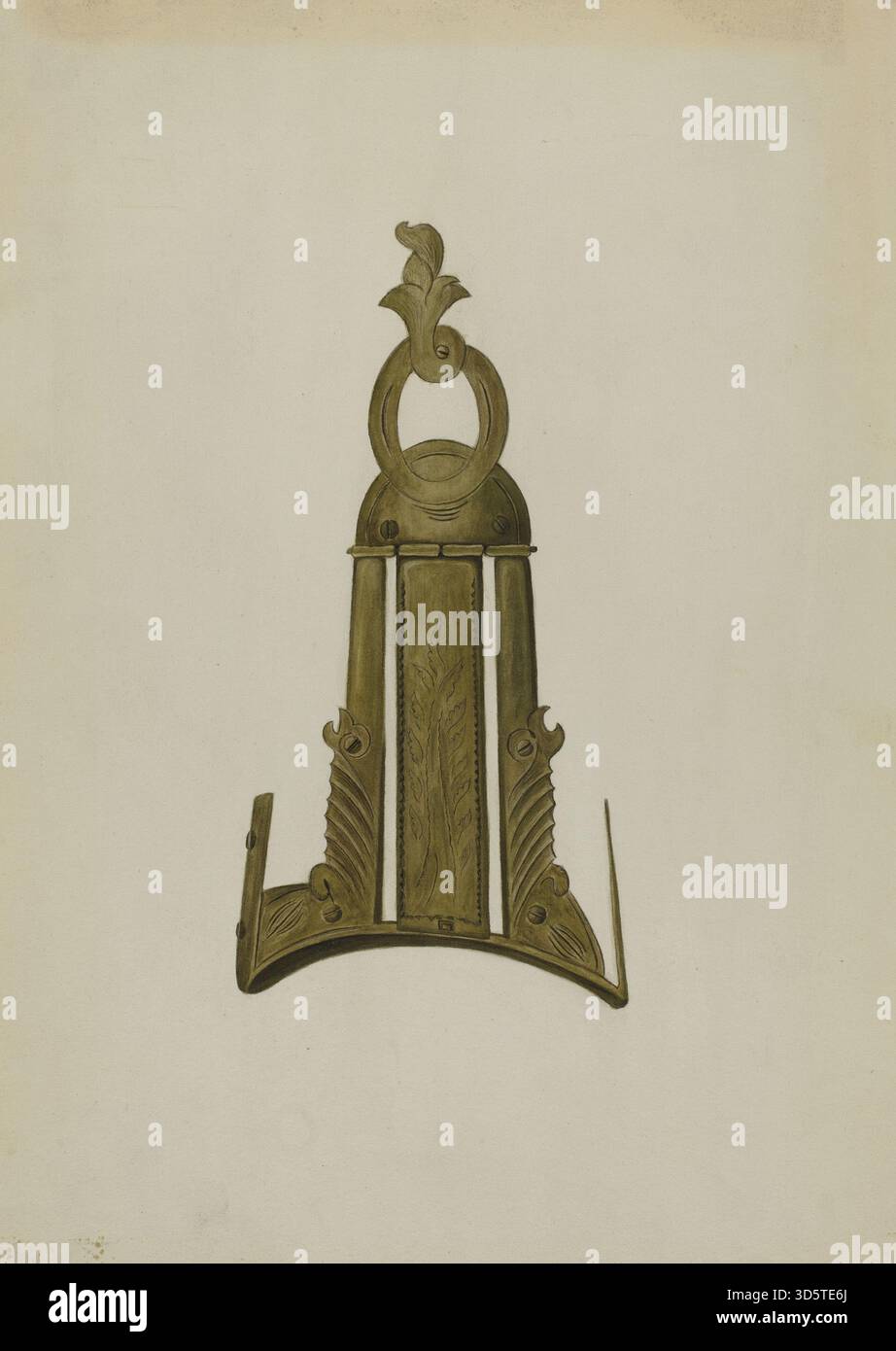 La patch box di Elmer R. Kottcamp, circa 1939, è un piccolo accessorio in metallo progettato per essere inserito in un carabina di cavalleria, utilizzato per conservare le patch di pulizia e mantenere le armi da fuoco. Foto Stock