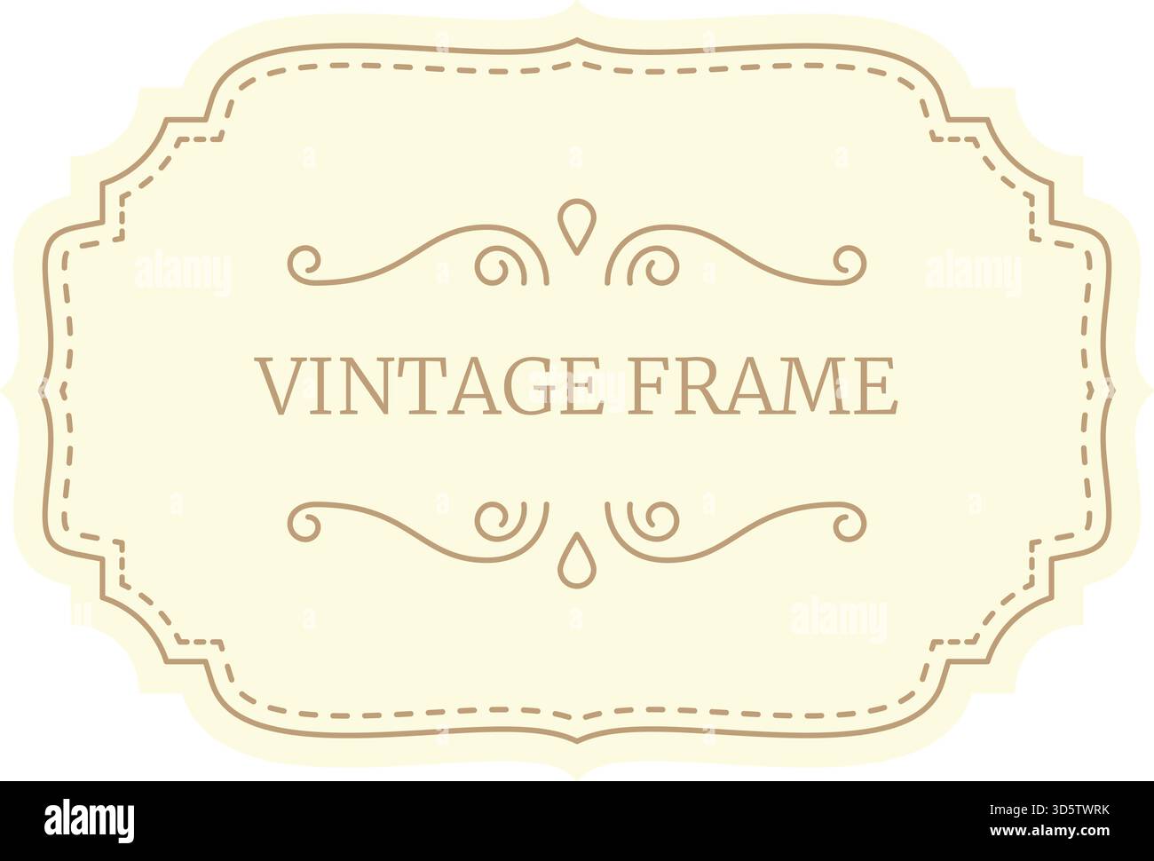 La montatura vintage con rotelline e bordo tratteggiato crea un design elegante, perfetto per aggiungere un tocco di stile classico Illustrazione Vettoriale