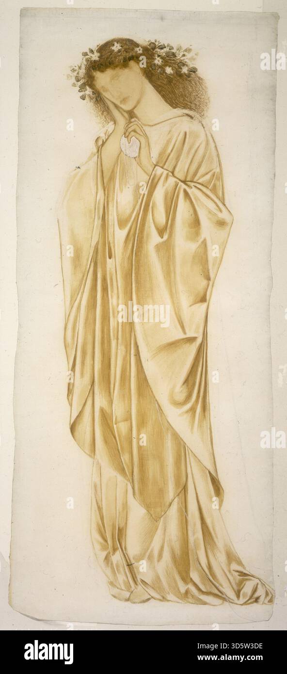 "Arianna" di Sir Edward Coley Burne-Jones (1863-1864) raffigura la figura mitologica Arianna in un ambiente classico, mettendo in evidenza posa, costume e elementi di sfondo dettagliati. Foto Stock