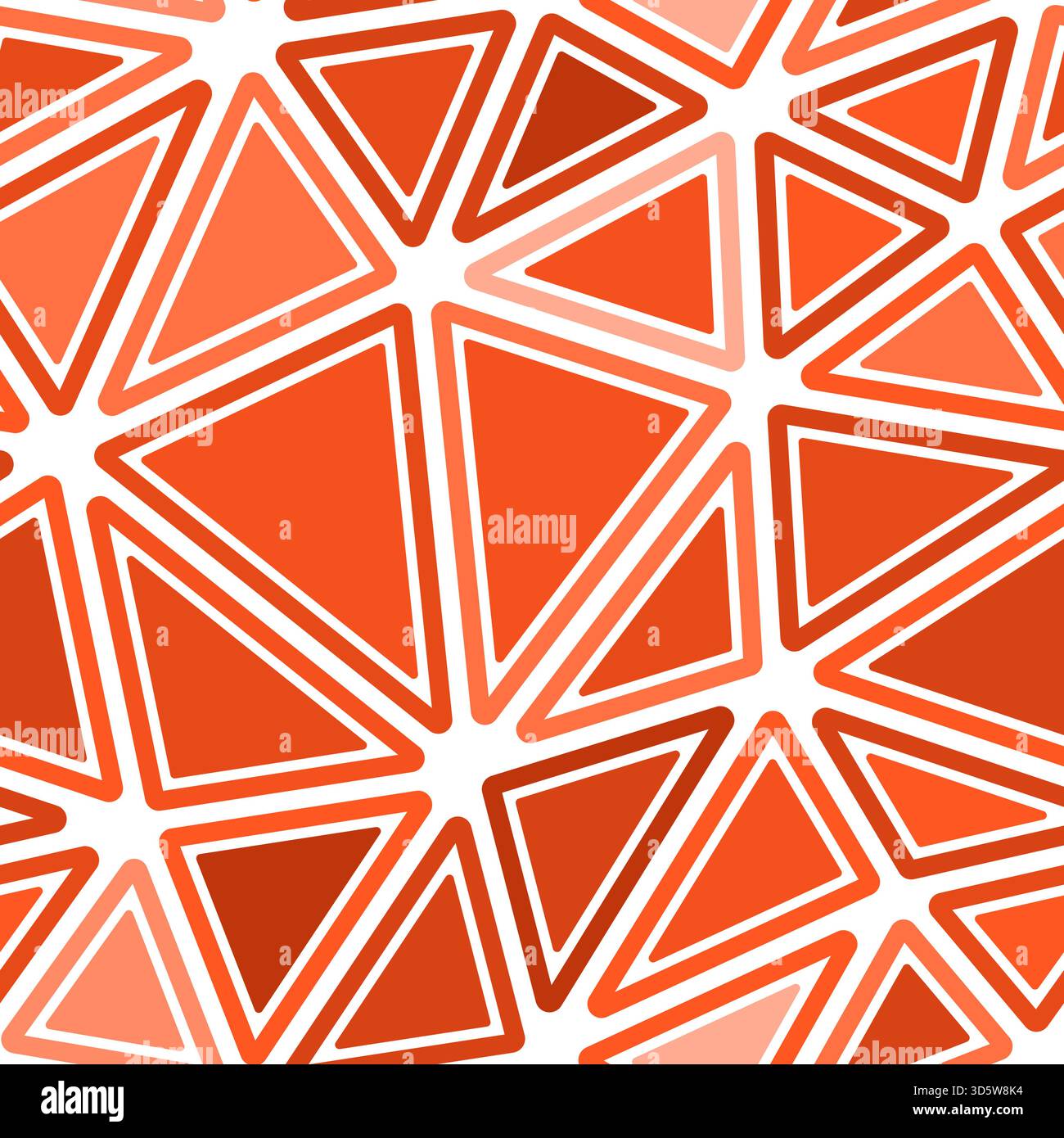 Schema astratto dei triangoli. Forme solide arrotondate all'interno dei telai. Sono presenti grandi triangoli. Stile colorato monotono. Modello ripetibile. Illustrazione Vettoriale