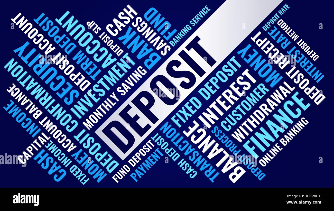 Progettazione cloud Word di deposito, concetto di progettazione tipografica di deposito Illustrazione Vettoriale