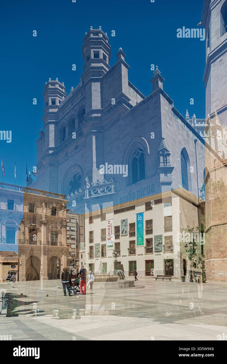 Co-Cattedrale di Santa María o Chiesa di Santa María la Mayor, gotico valenciano e tempio neogotico, Castellón de la Plana, Spagna, Europa. Foto Stock