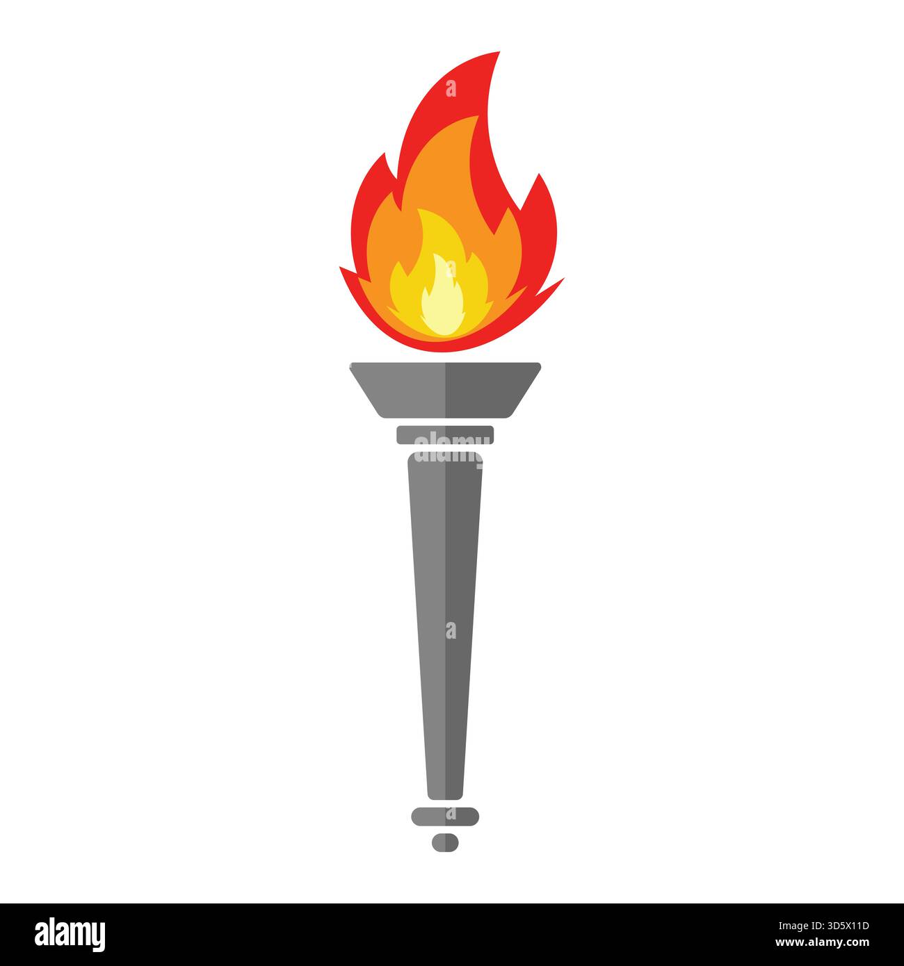 Torcia in fiamme. Perfetto per temi legati a cerimonie sportive, vittoria, celebrazioni, mitologia, cultura antica, leadership, passione, libertà. Illustrazione Vettoriale