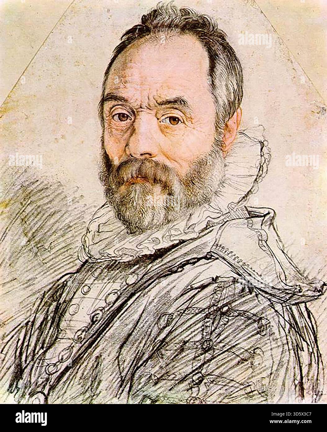 GOLTZIUS, Hendrick (B. 1558, M?hlbrecht, d. 1617, Haarlem) Ritratto dello scultore Giambologna 1591 Chalk, 370 x 300 mm Teylers Museum, Haarlem --- parole chiave: --------------- Autore: GOLTZIUS, Hendrick titolo: Ritratto dello scultore Giambologna Time-line: 1551-1600 Scuola: Olandese forma: Grafica tipo: Ritratto Foto Stock