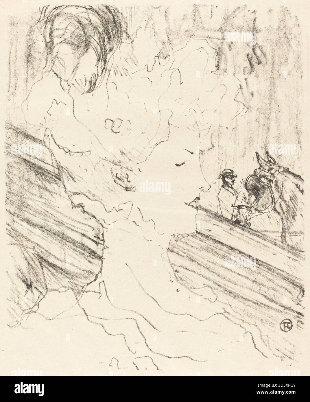 Un ritratto del 1896 di Henri de Toulouse-Lautrec di Emilienne d'Alenco. L'opera enfatizza l'espressione facciale, l'abbigliamento e la postura, riflettendo le convenzioni di ritrattistica francese del tardo XIX secolo. Foto Stock