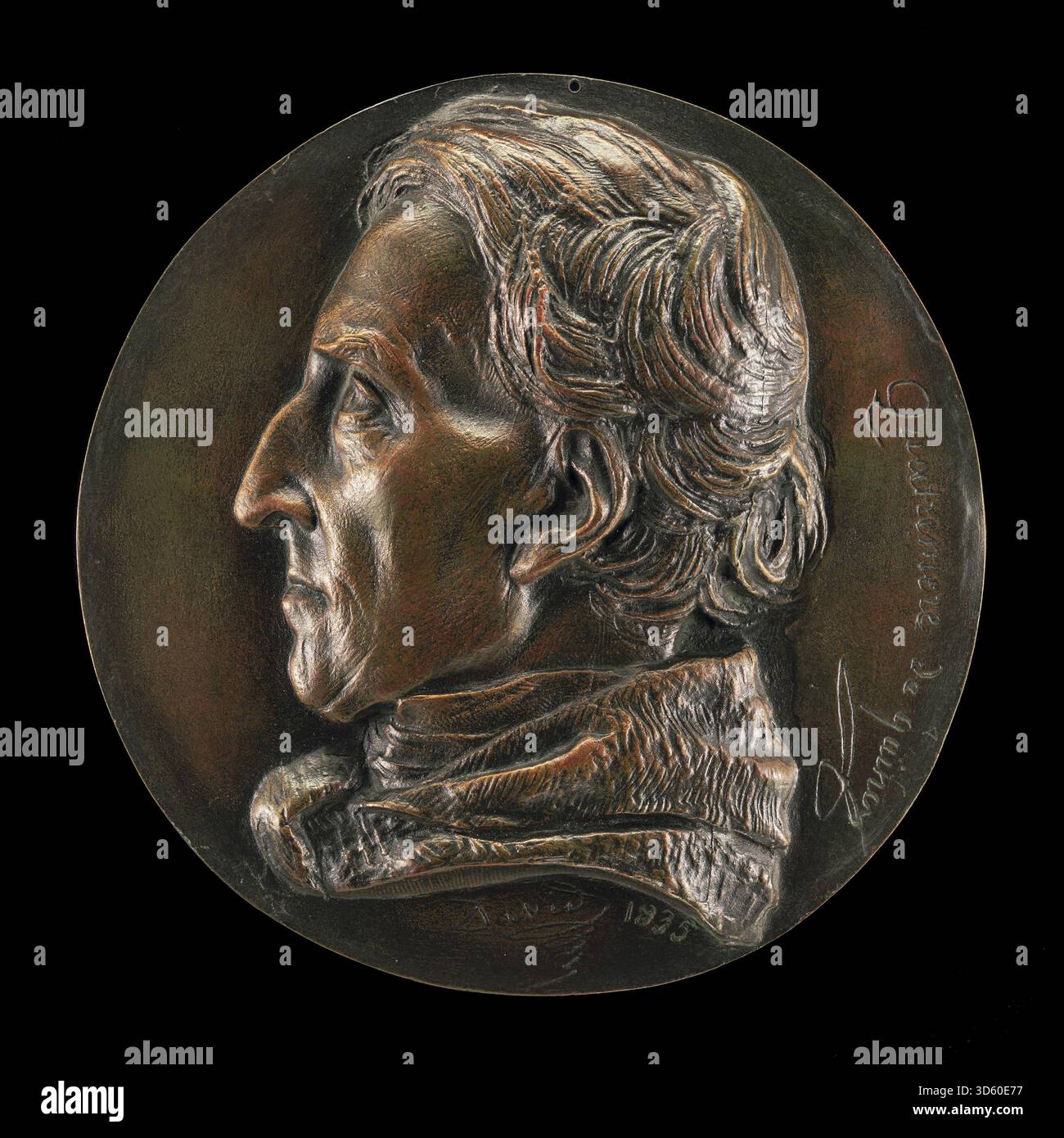 Questa scultura del 1835 di Pierre Jean David d'Angers raffigura Antoine Quatremère de Quincy (1755-1849). L'opera enfatizza la testa, le caratteristiche facciali, l'abbigliamento e la postura, riflettendo la scultura ritrattistica francese neoclassica. Foto Stock