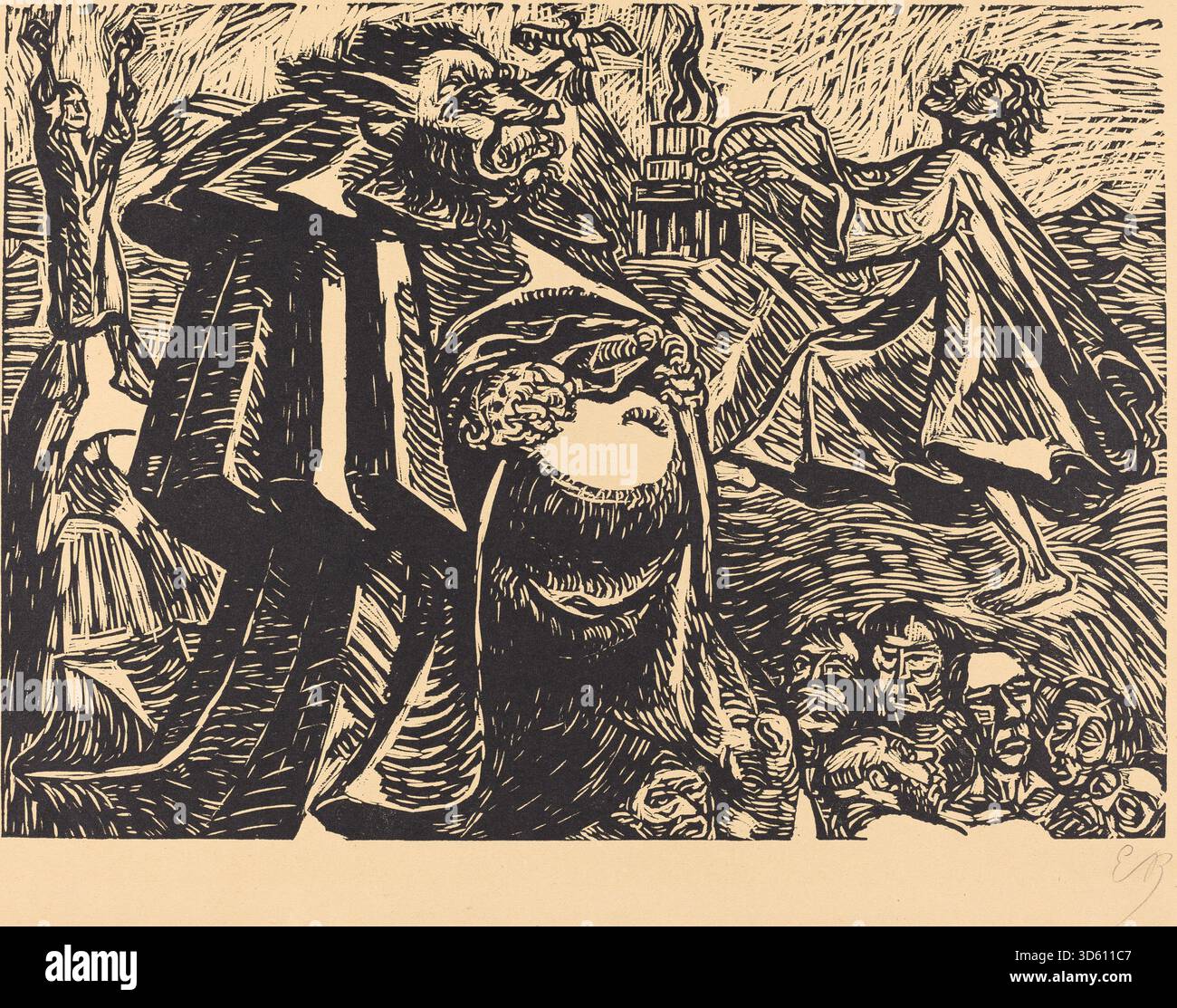 Questa scultura del 1921 di Ernst Barlach, intitolata "God Belly", è una figura in bronzo che enfatizza la forma volumetrica e l'astrazione espressiva, riflettendo la scultura espressionista tedesca dell'inizio del XX secolo. Foto Stock