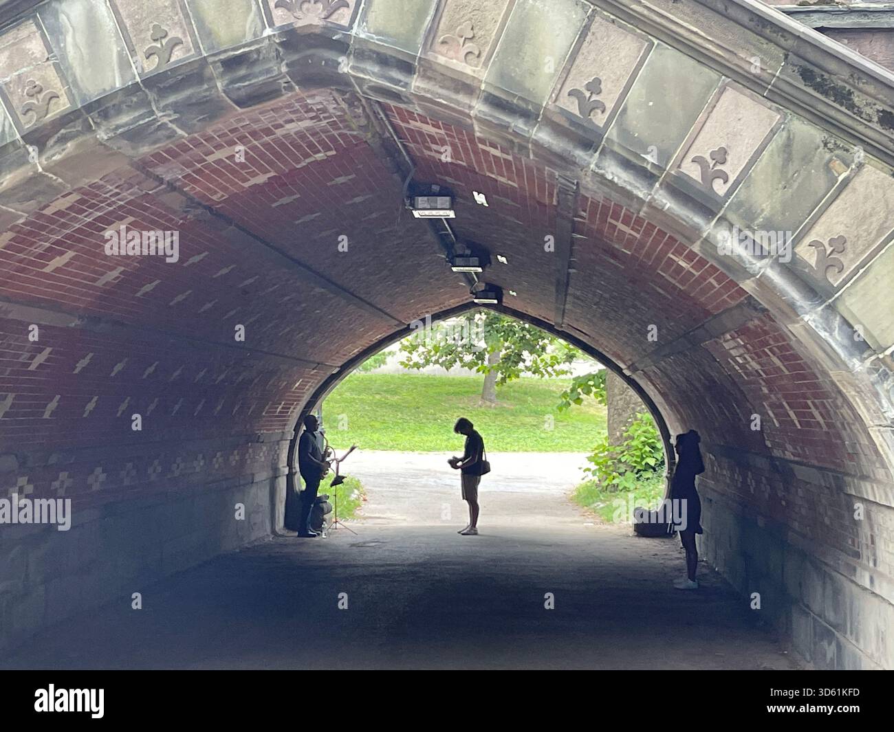 Momenti tranquilli lungo un tranquillo sentiero nel cuore di Central Park. Foto Stock