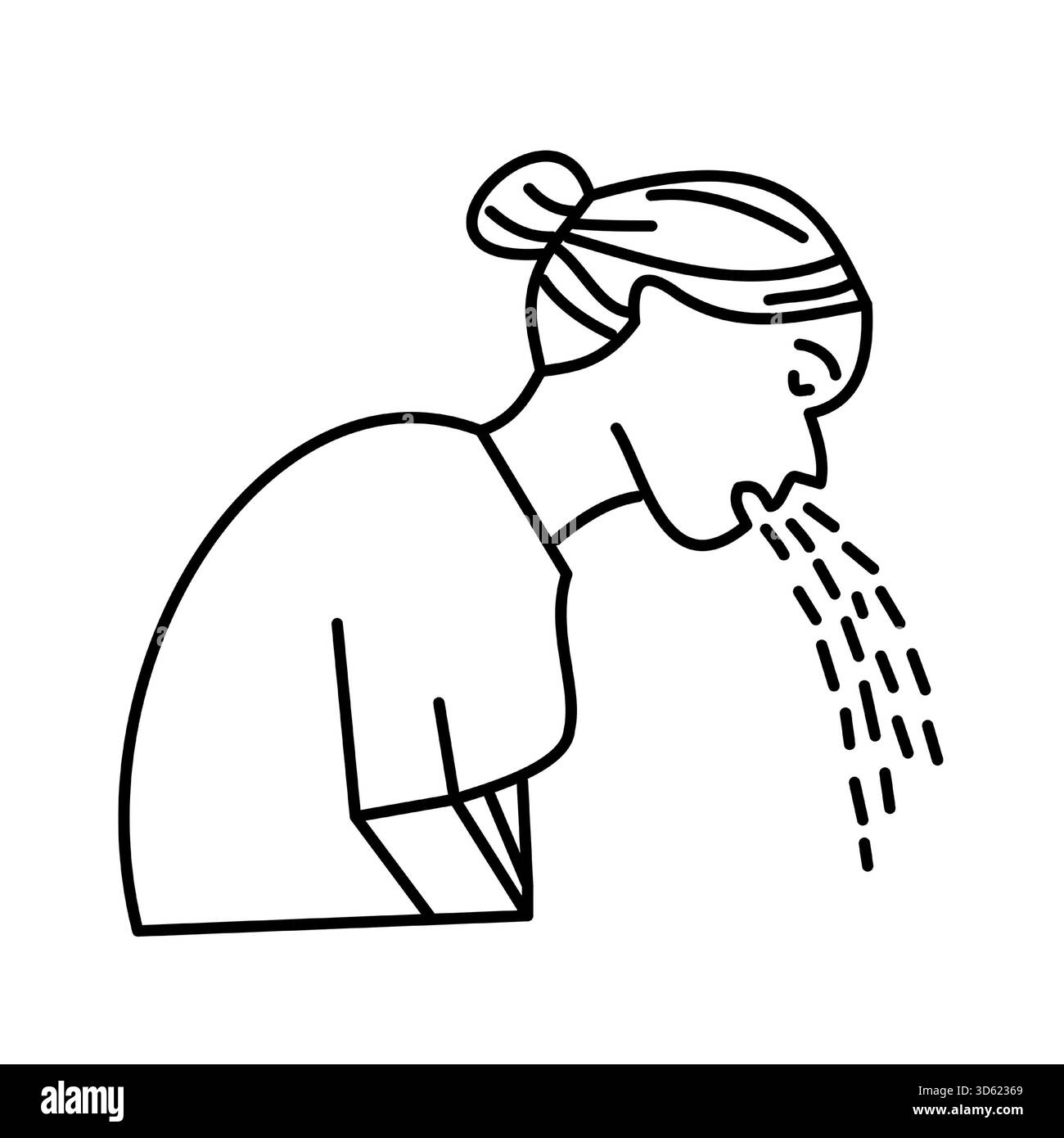 donna vomito linea icona veleno medico utile per i progetti di salute correlati ai sintomi Illustrazione Vettoriale