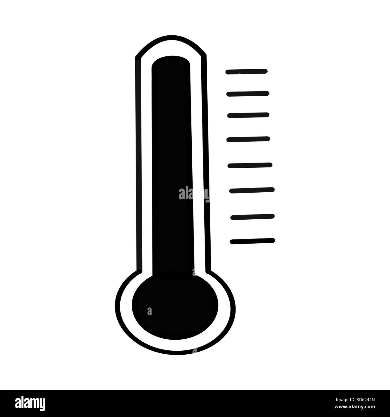 icona della linea del termometro nera icona semplice con una linea di gradi che indica la lettura della temperatura Illustrazione Vettoriale