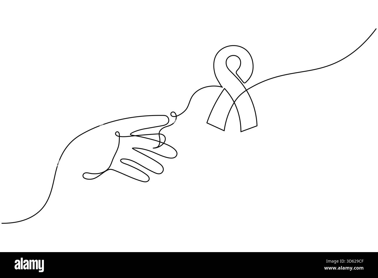 Nastro di sensibilizzazione design minimale di una linea isolato su bianco Illustrazione Vettoriale