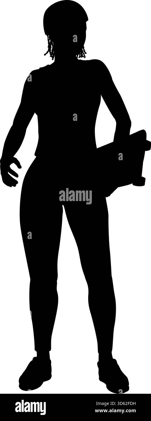 Donna silhouette femmina skateboarder ragazza Illustrazione Vettoriale