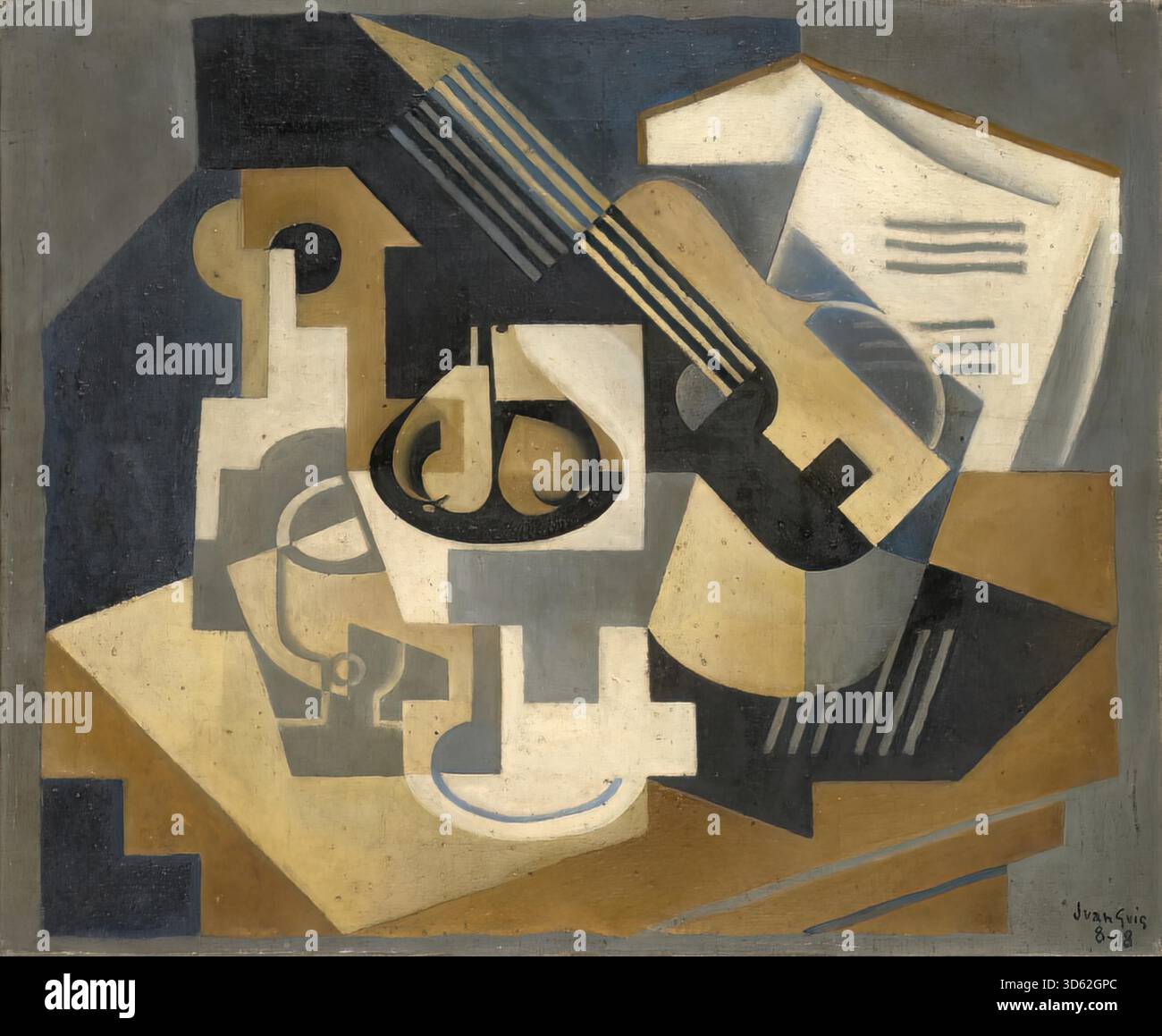 Guitar and Fruit Bowl on a Table, 1918 di Juan Gris Illustrazione Vettoriale