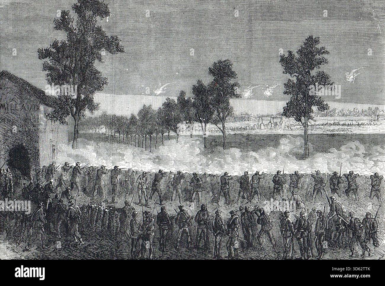 The Sortie at Cachan, ottobre 1870. Evento durante l'assedio di Parigi nella guerra franco-prussiana. Foto Stock