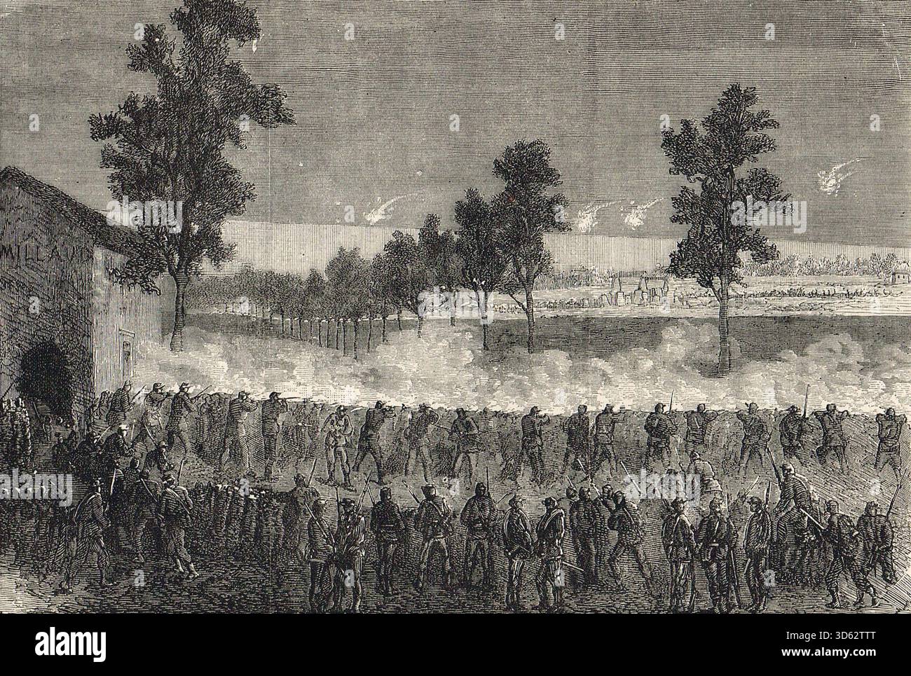 The Sortie at Cachan, ottobre 1870. Evento durante l'assedio di Parigi nella guerra franco-prussiana. Foto Stock