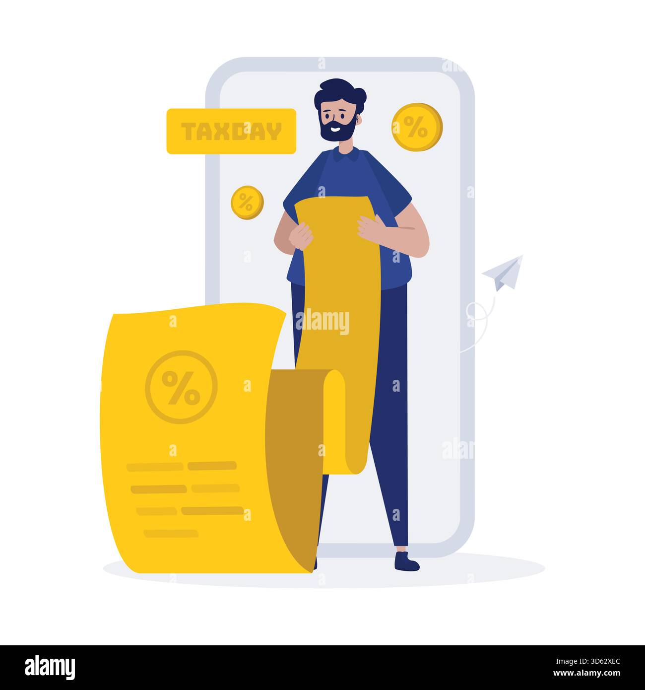 Un uomo con il resoconto delle tasse ricevute illustrazione vettoriale Illustrazione Vettoriale