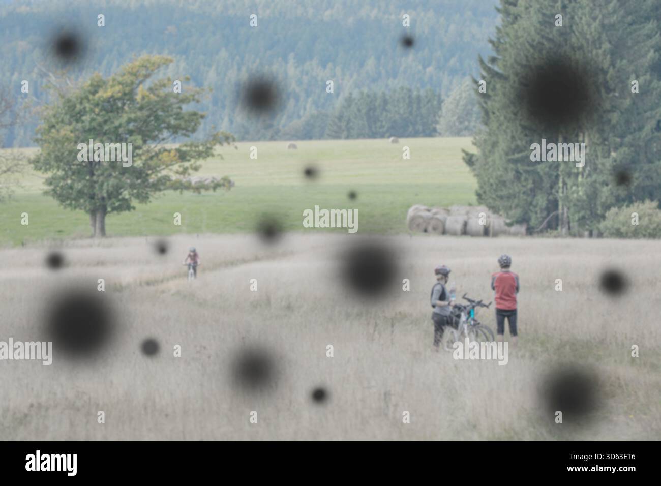 Retinopatia diabetica (occhio diabetico) . Macchie che fluttuano nella visione, visione offuscata, cecità. Una complicazione del diabete, causata da un alto livello di zucchero nel sangue Foto Stock