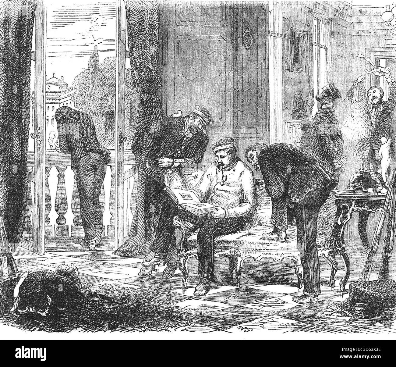 I prussiani occupavano una villa francese durante la guerra franco-prussiana. Foto Stock