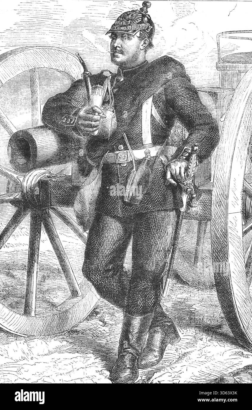 Un artigliere prussiano durante la guerra franco-prussiana. Foto Stock