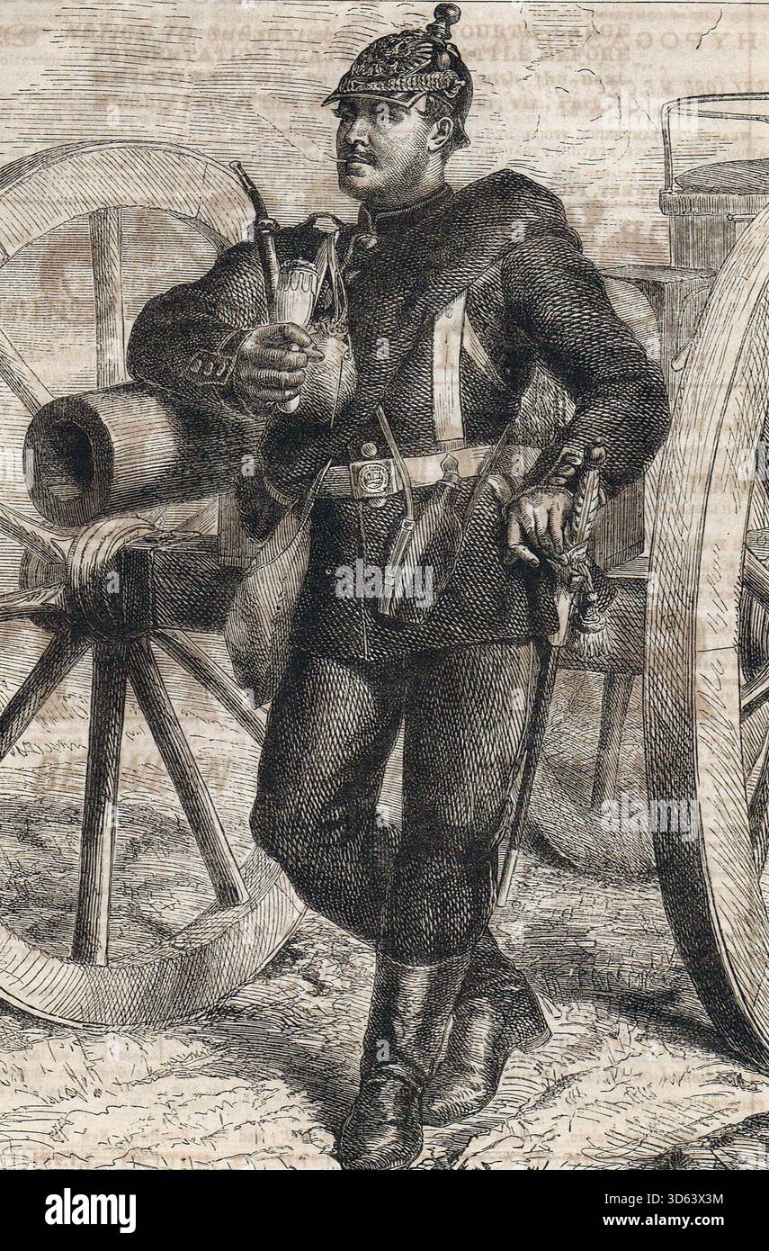 Un artigliere prussiano durante la guerra franco-prussiana. Foto Stock