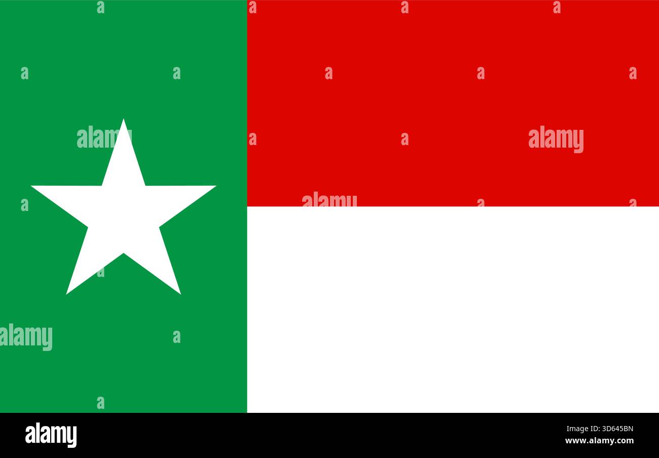 Bandiera del fronte di Liberazione Nazionale di Tripura (NLFT) - Tricolore Verde, bianco e Rosso con Stella, Borok Liberation Banner Illustrazione Vettoriale