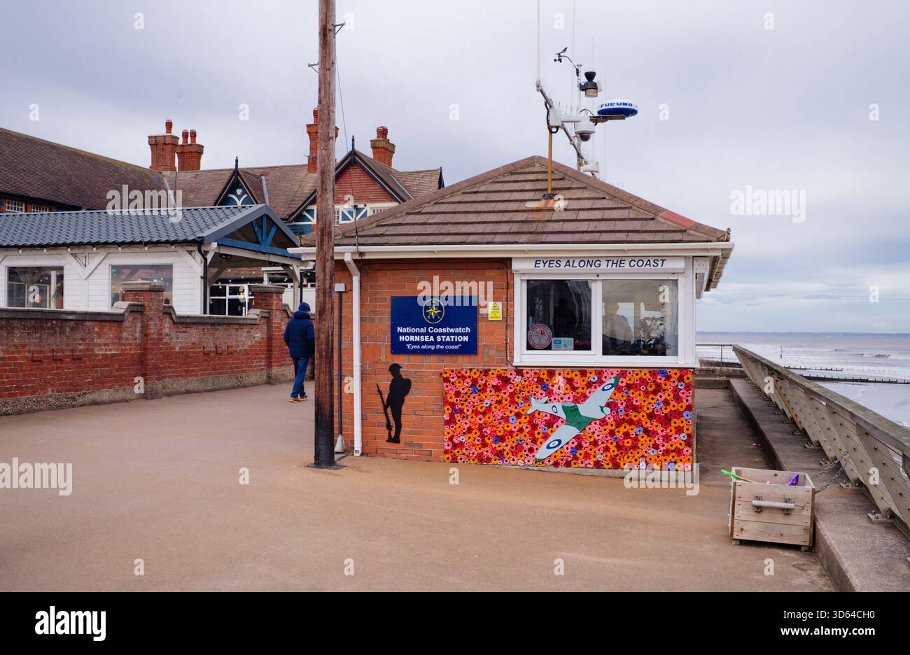 Stazione di osservazione della National Coatwatch Institution a Hornsea nello Yorkshire Foto Stock