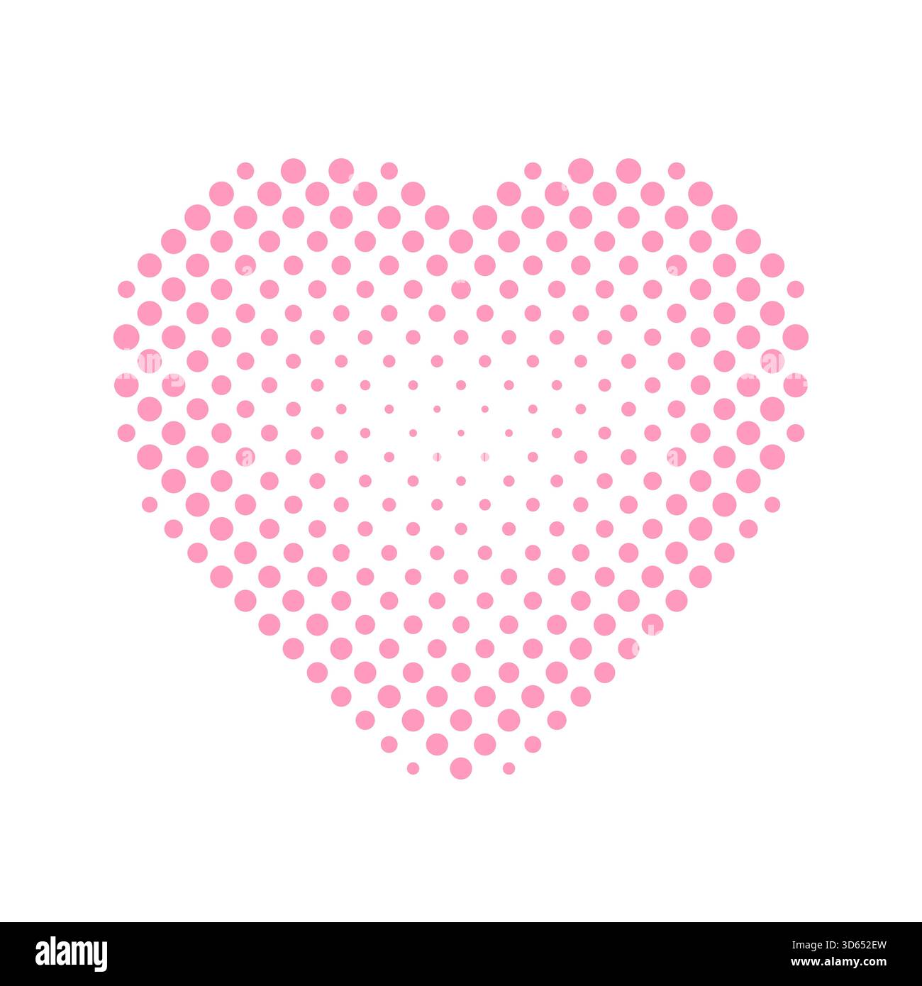 Forma del cuore. Cuori che svaniscono nel tempo. Silhouette a cuore sbiadita di colore rosa isolata su sfondo bianco. Moderno punto a mezzitoni sfumati. Sbiadisce l'elemento per la progettazione Illustrazione Vettoriale