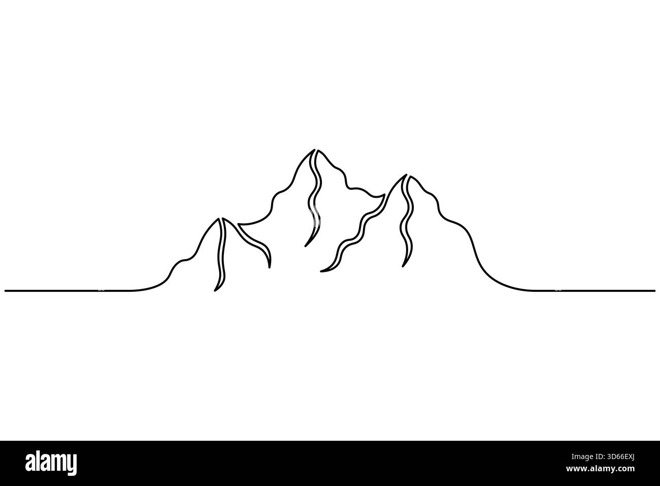 Paesaggio montano minimalista arte su una linea semplice disegno naturalistico. Illustrazione vettoriale Illustrazione Vettoriale