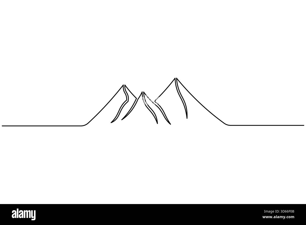 Paesaggio montano minimalista arte su una linea semplice disegno naturalistico. Illustrazione vettoriale Illustrazione Vettoriale
