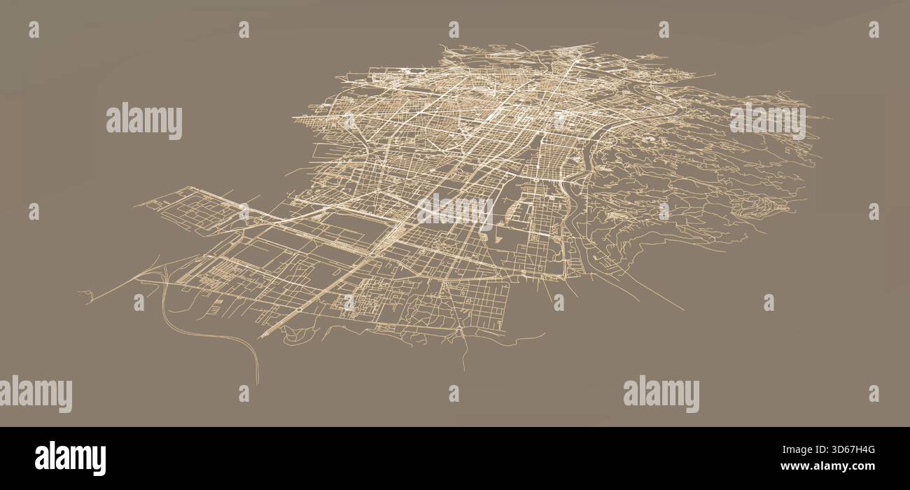 Città di Torino in Italia, cartina stradale, immagine illustrazione vettoriale Illustrazione Vettoriale