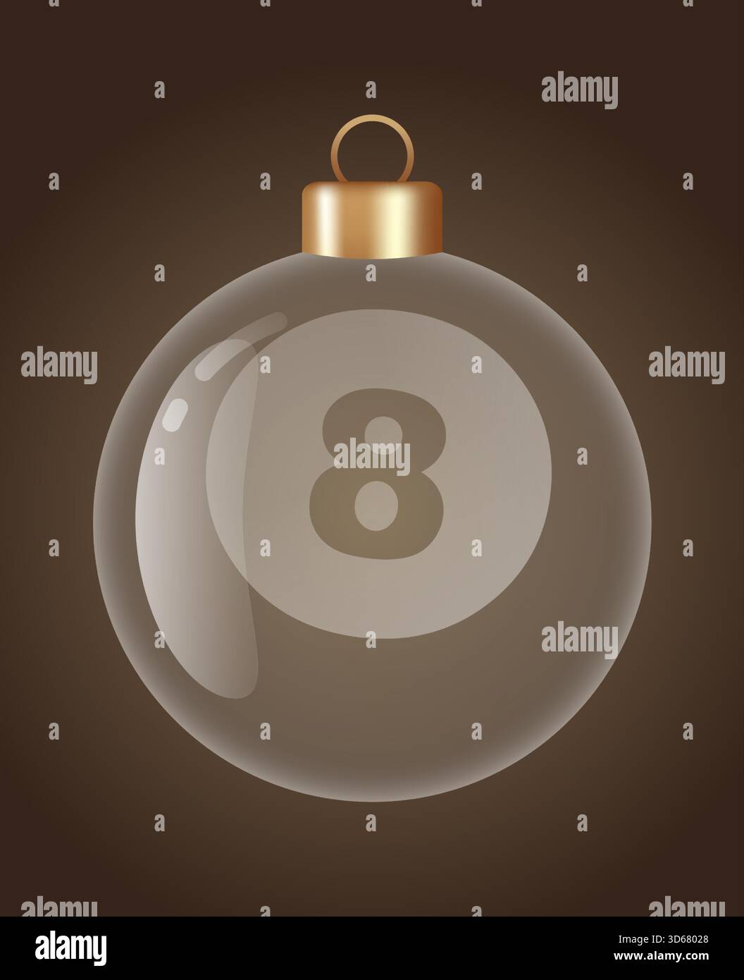 Bauble vettoriale con ornamenti in vetro da biliardo per un elegante arredamento natalizio e di Capodanno. Illustrazione vettoriale sferica in vetro trasparente per il grafico 3D natalizio Illustrazione Vettoriale