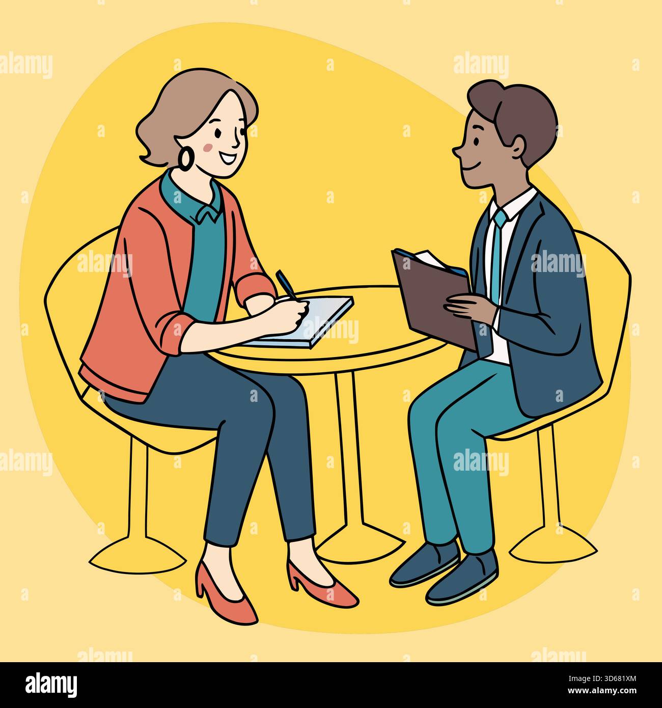 Incontro d'affari tra due professionisti a tavola Illustrazione Vettoriale