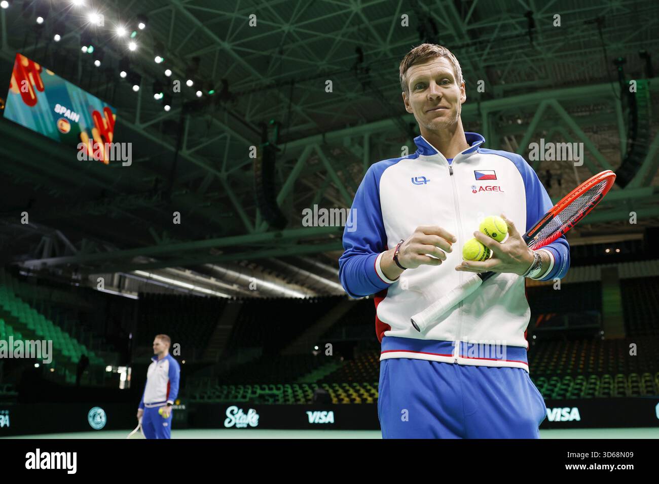 Ceco il capitano Tomas Berdych durante la preparazione della partita Repubblica ceca - Spagna nel girone finale di Coppa Davis 2025 a Bologna, Foto Stock