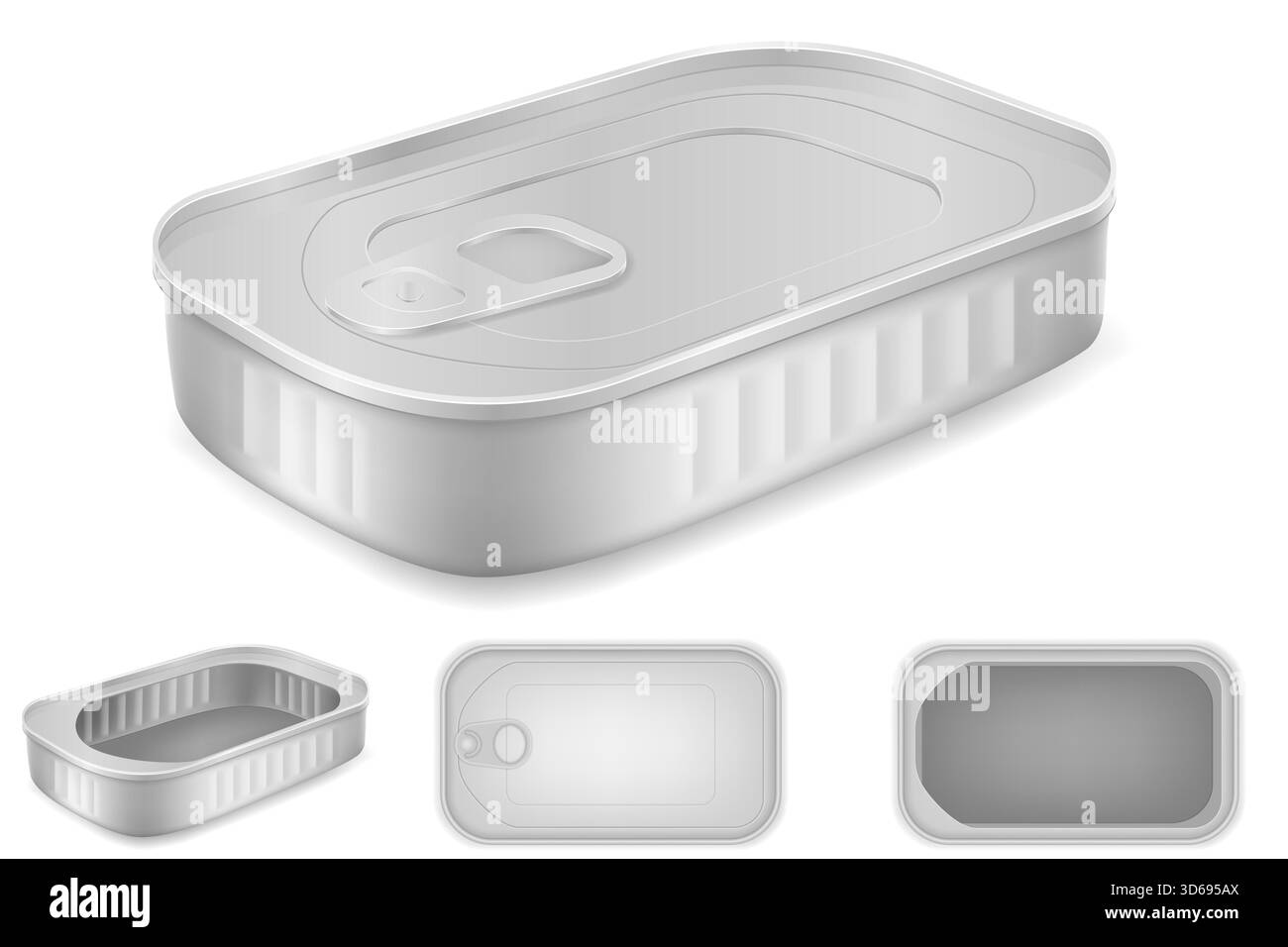 contenitore in metallo per illustrazione vettoriale cartoni animati di alimenti in scatola isolato su sfondo bianco Foto Stock