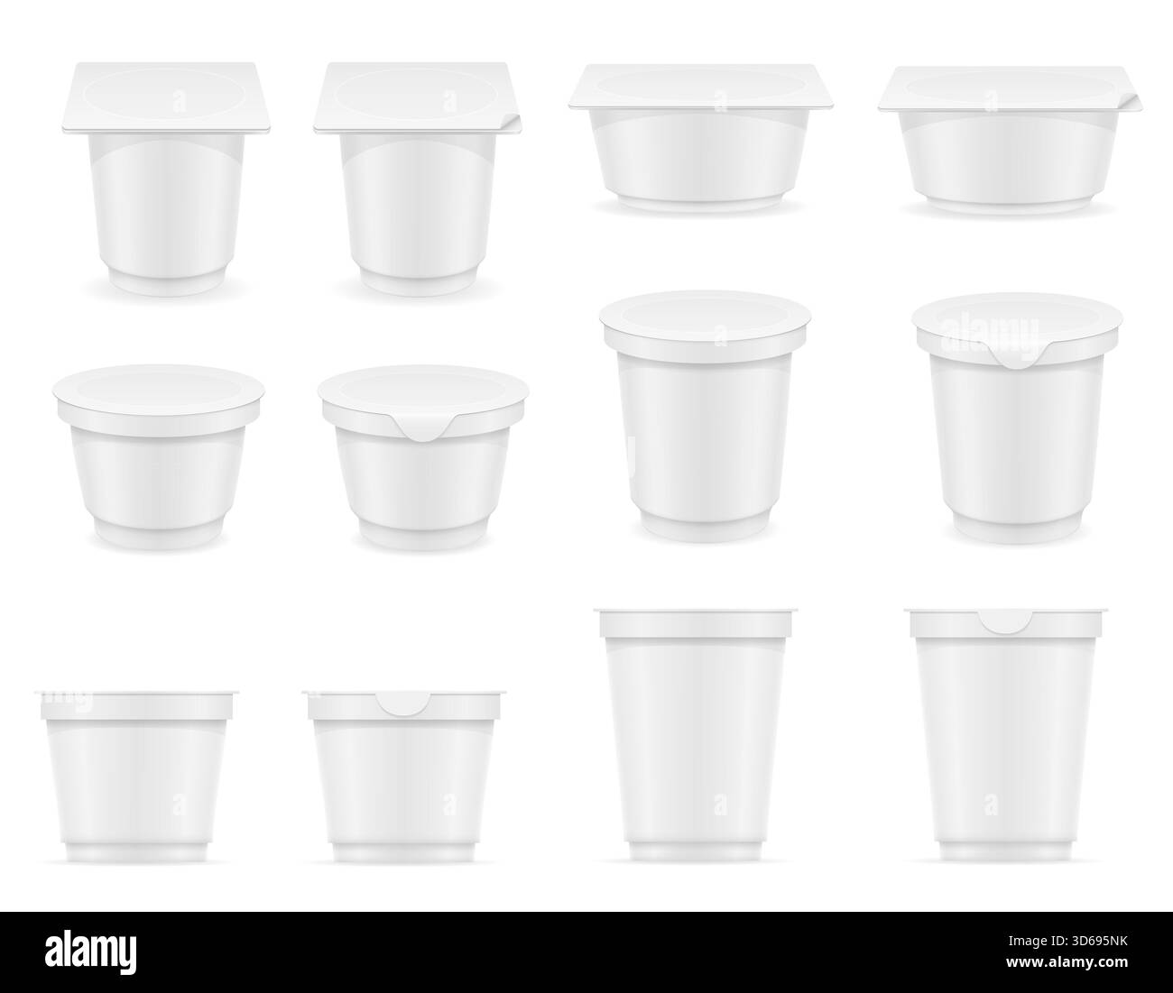 contenitore in plastica con immagine vettoriale di cartoni animati di yogurt isolato su sfondo bianco Foto Stock