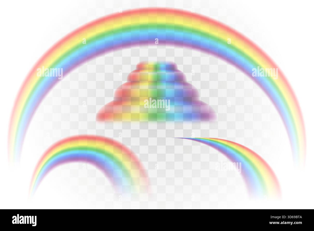 illustrazione vettoriale di cartoni animati arcobaleno multicolore realistica isolata su sfondo trasparente Illustrazione Vettoriale
