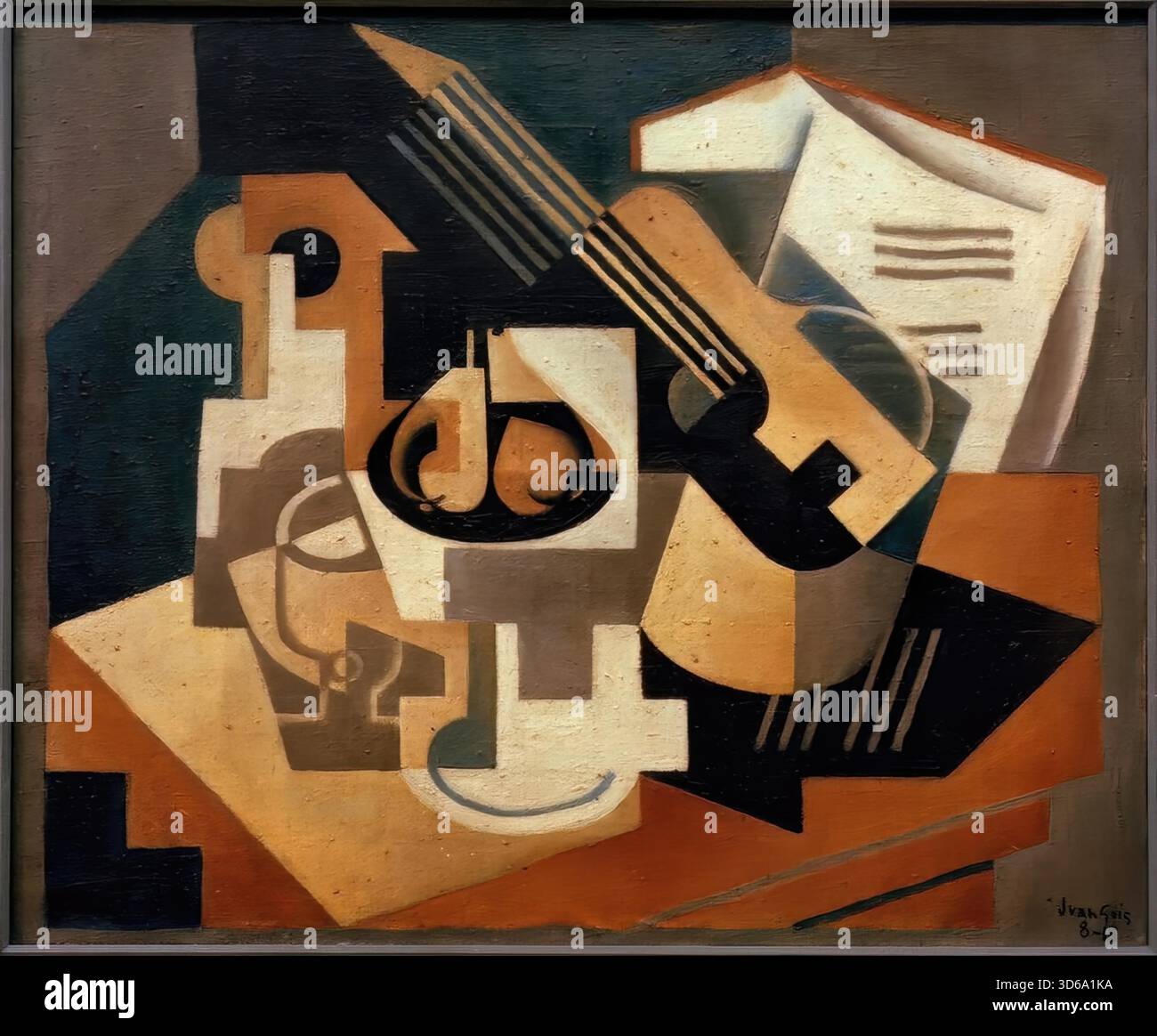 Juan Gris Gitarre und Obstschale (1918) Illustrazione Vettoriale