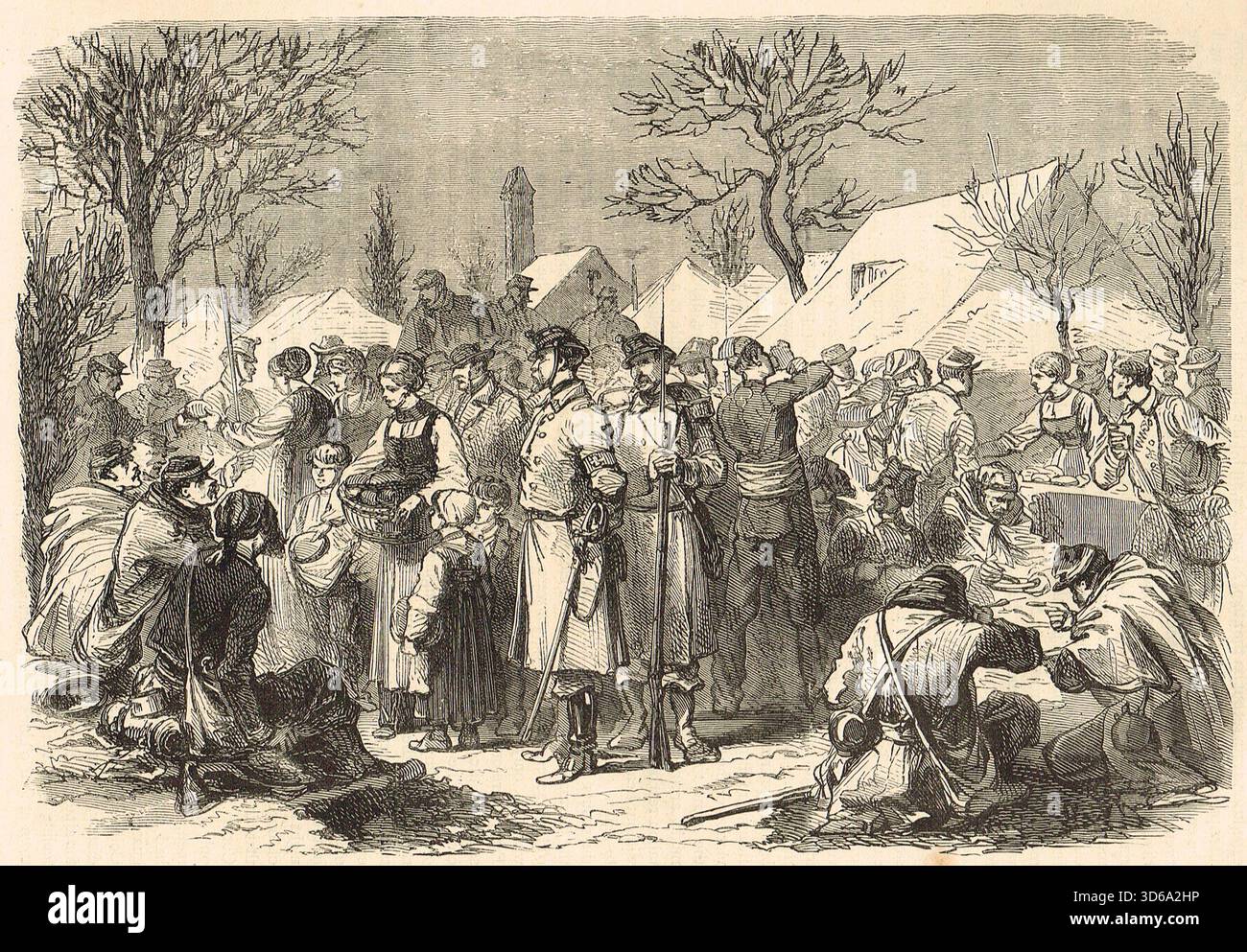 Soldati in fuga dell'esercito francese in Svizzera durante la guerra franco-prussiana. Foto Stock