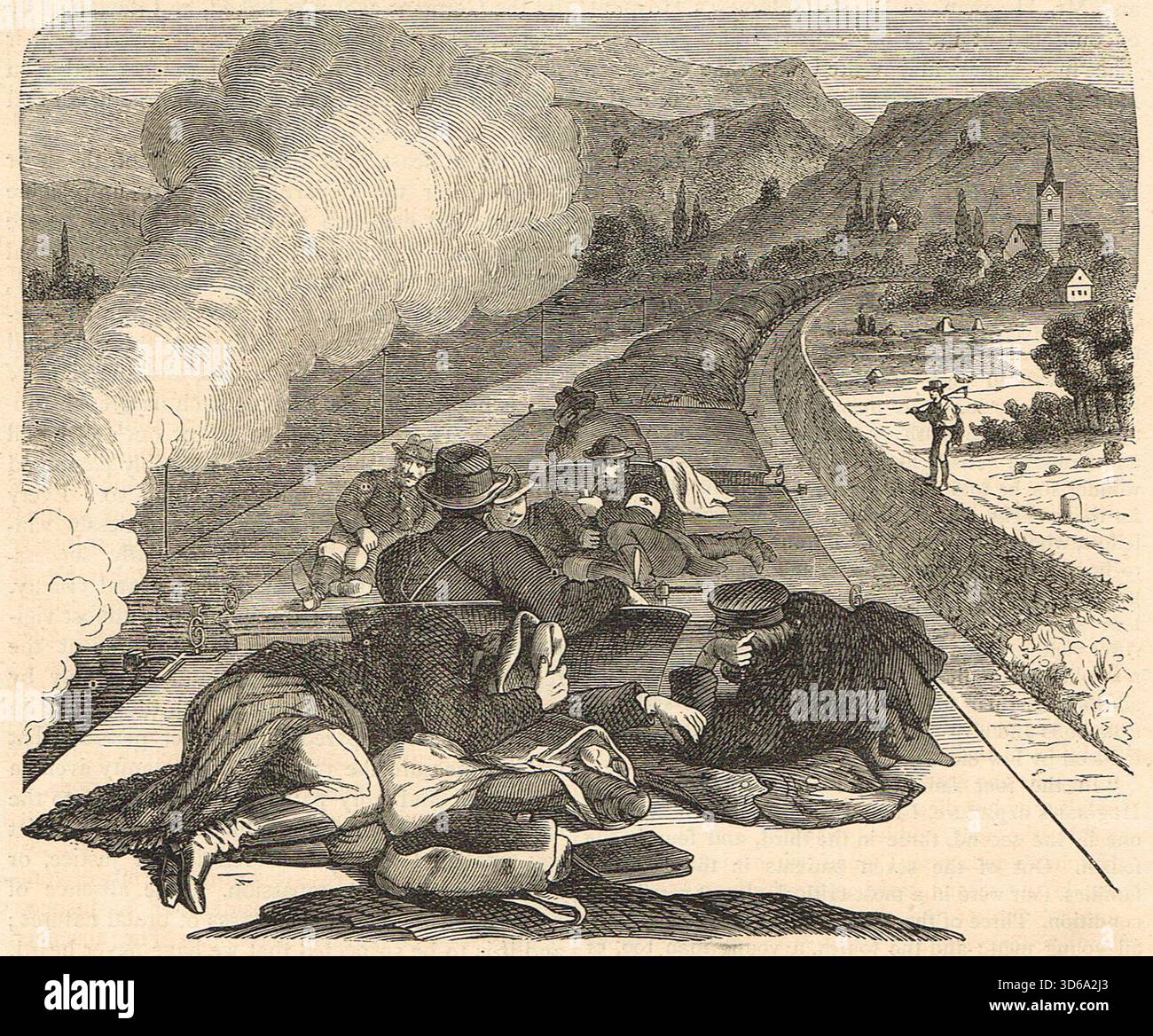 Trasporto di corpi di ambulanza prussiani durante la guerra franco-prussiana. Foto Stock