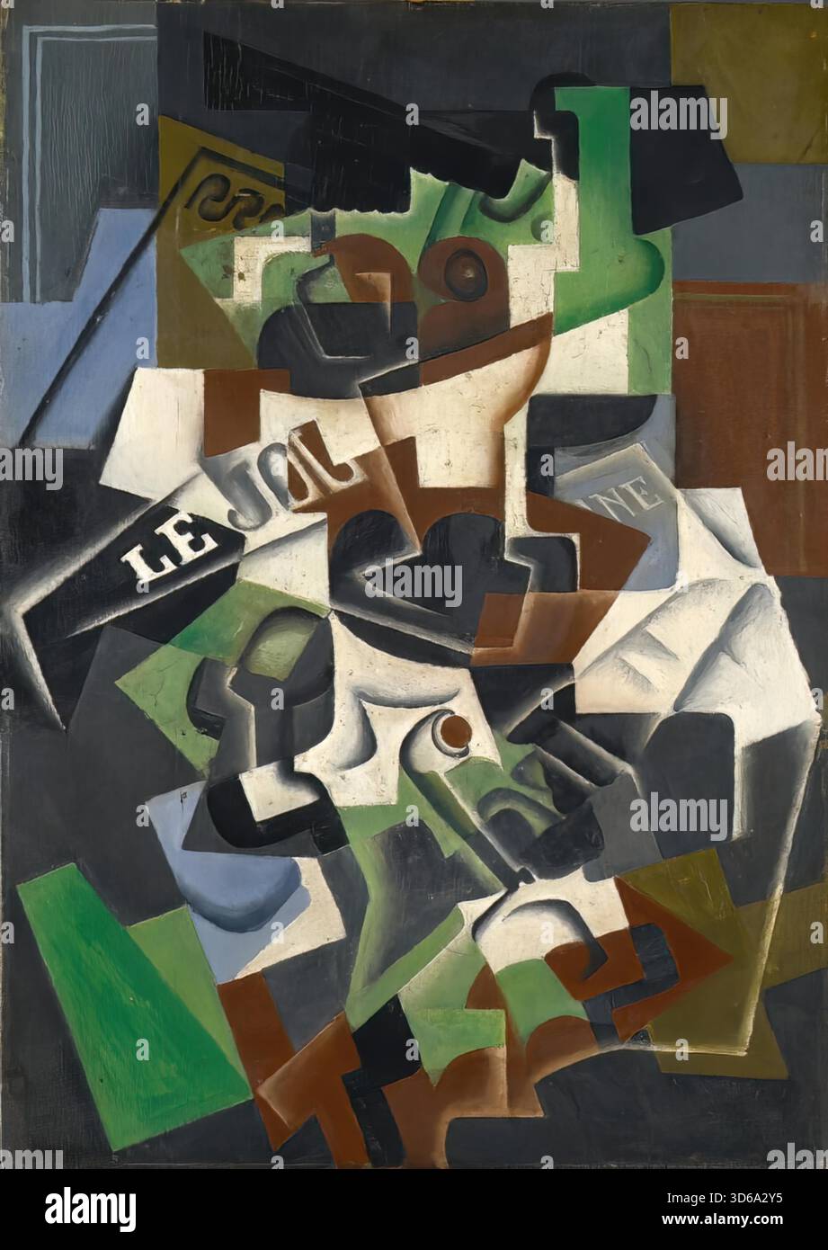 Juan Gris Fruit Bowl, Pipe and Journal (1916) Illustrazione Vettoriale