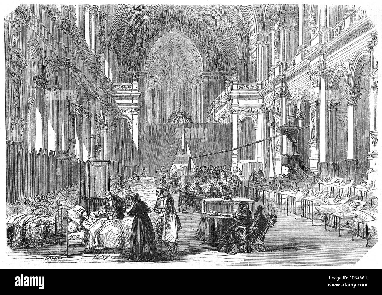 La chiesa di Parigi si convertì in ospedale, durante l'assedio di Parigi, durante la guerra franco-prussiana. Foto Stock