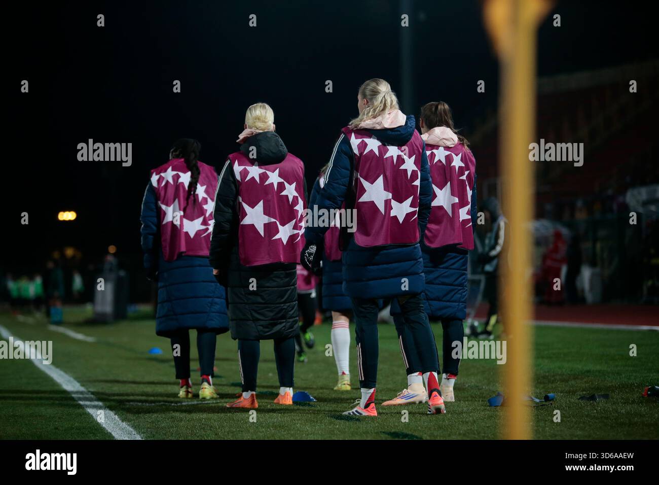 Biella, Italia. 19 novembre 2025. OM Players durante la partita di calcio UEFA Women's Champions League 2025-26 tra Juventus Women e OL Lyonnes il 19 novembre 2025 allo stadio "Pozzo-la Marmora" di biella, Italia. Crediti: Nderim Kaceli/Alamy Live News Foto Stock