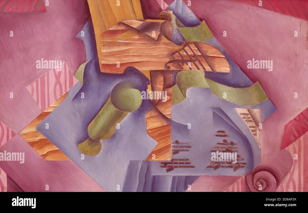 Juan Gris - natura morta con violino e vetro (1913) Illustrazione Vettoriale