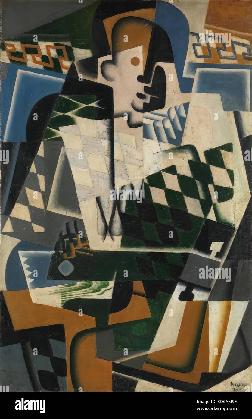 Juan Gris Harlequin con chitarra (1919) Illustrazione Vettoriale