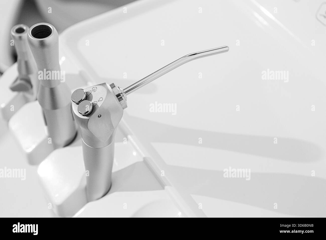 Apparecchiature odontoiatriche, modulo strumenti, tester, puntali odontoiatrici, pannello di controllo, niente persone Foto Stock
