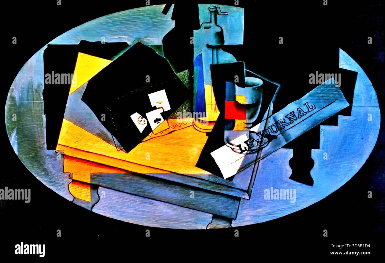 Juan Gris – carte da gioco e Siphon (1916) Illustrazione Vettoriale