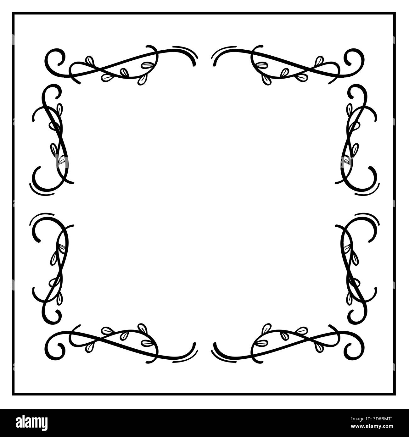 Illustrazione bordo cornice angolare lamelle disegnate a mano. Illustrazione vettoriale. Illustrazione Vettoriale