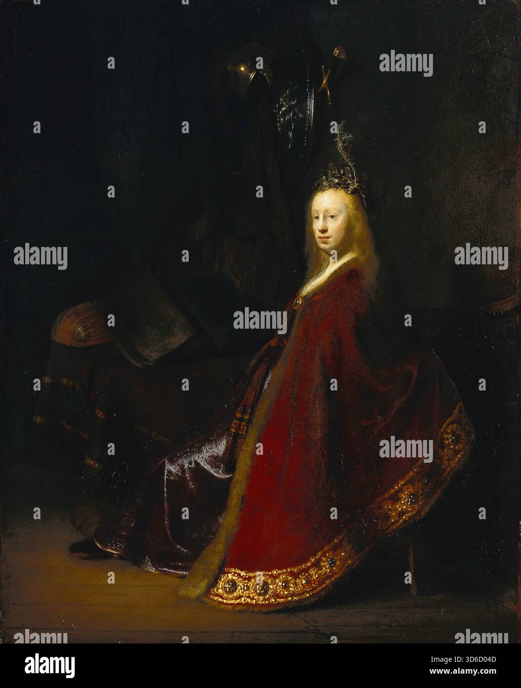 «Minerva (1631 circa). Rembrandt van Rijn (olandese, 1606-1669). Minerva è la dea romana della saggezza, della giustizia, della legge, della vittoria e lo sponsor delle arti, del commercio e della strategia." Foto Stock