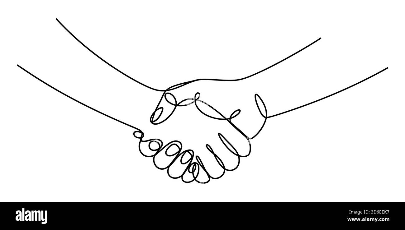 Stretta di mano continua che simboleggia la partnership e l'accordo commerciale. Illustrazione Vettoriale